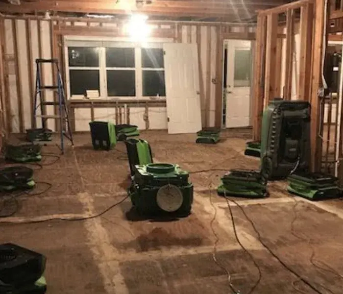Standing storm water in a flooded room